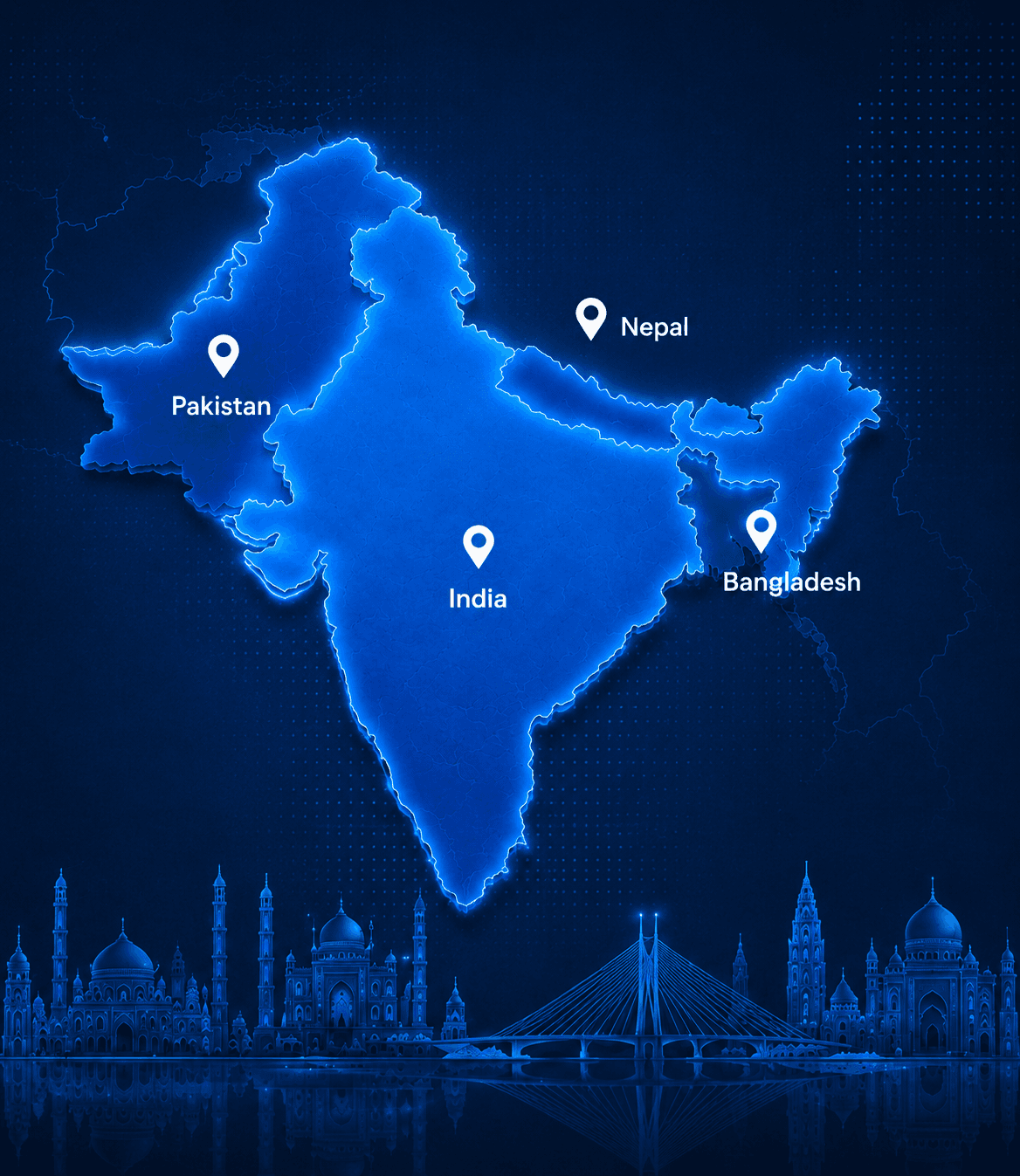 Pan-India network coverage map with major city locations